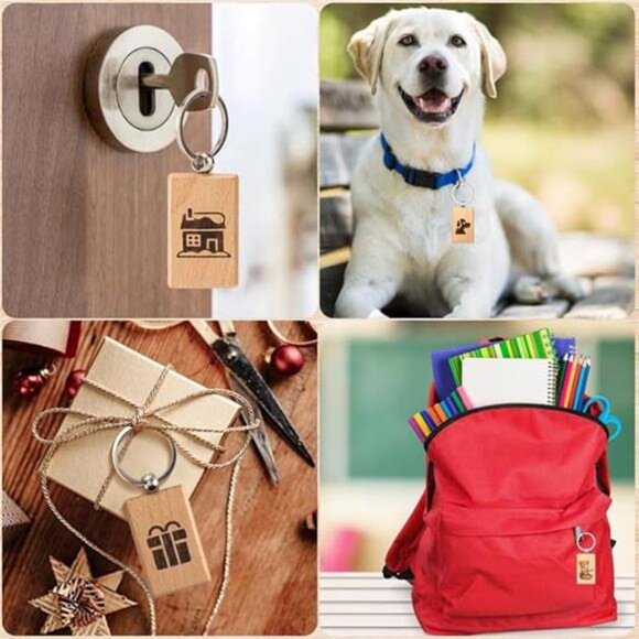 50Pcs Natural Wood Slices-Wooden Keychain Blanks Unfinished Wood Slice - Picture 7 of 8